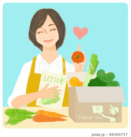 野菜の直送便を活用している女性 野菜の直送便を活用している女性 89400757