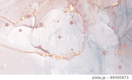 Vector Alcohol ink shape in tender coral and gold. 89400873
