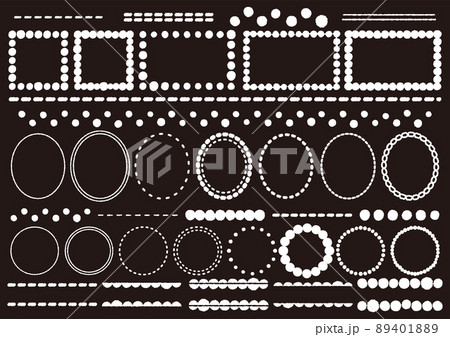 手描きの装飾枠や飾り罫のセットイラスト 白黒 のイラスト素材 4018