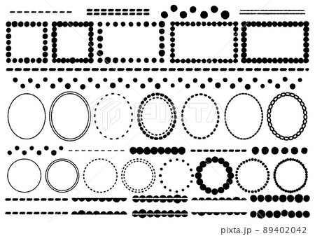 手描きの装飾枠や飾り罫のセットイラスト 白黒 のイラスト素材 4042