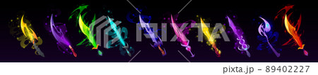 Magic swords, cartoon magical steel daggers set Magic swords, cartoon magical steel daggers set 89402227