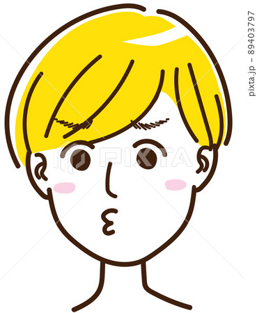男性　女性　中性的　顔　表情　困る　怒る　金髪　外国人 89403797
