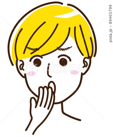 男性　女性　中性的　顔　表情　驚く　びっくりする　金髪　外国人 89403799