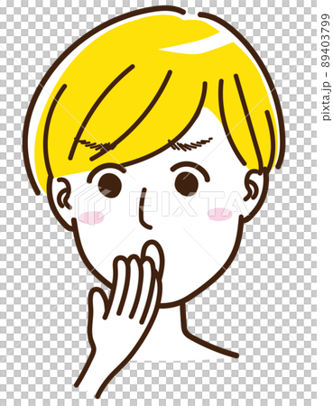 男性　女性　中性的　顔　表情　驚く　びっくりする　金髪　外国人 89403799