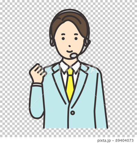 男性　オペレーター　ポーズ　ガッツポーズ 89404073