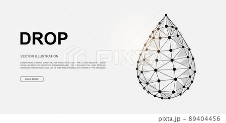 Water drop 3d low poly symbol for landing page template. Droplet design illustration. Polygonal Oil drop illustration for homepage design, adv page. 89404456