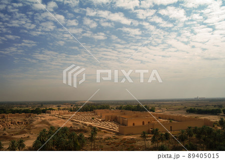 Panorama of partially restored Babylon ruins, Iraq Panorama of partially restored Babylon ruins, Iraq 89405015