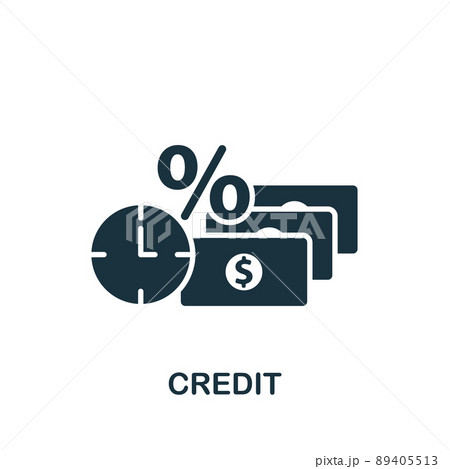 Credit icon. Monochrome simple Accounting icon for templates, web design and infographics 89405513