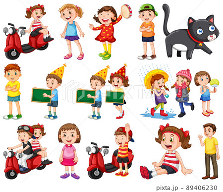 Happy children in different actions Happy children in different actions 89406230