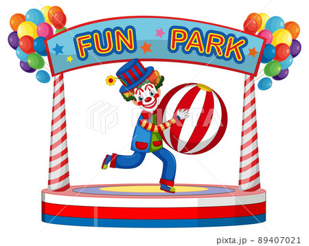 Clown performing on stage on white background 89407021