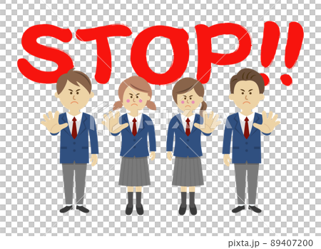STOPと言う学生達のイラストイメージ 89407200