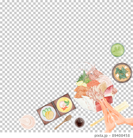 吃海鮮碗的人的手寫水彩風格插圖 吃海鮮碗的人的手寫水彩風格插圖 89408458