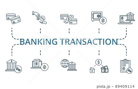 Banking Trasaction set icon. Editable icons banking trasaction theme such as deposits acceptance, funds remittance, bill payment services and more. Banking Trasaction set icon. Editable icons banking trasaction theme such as deposits acceptance, funds remittance, bill payment services and more. 89409114
