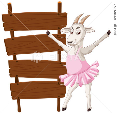 Isolated wooden signpost banner with goat 89409157