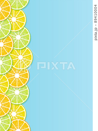 夏をイメージしたレモン ライム オレンジの柑橘系の背景 壁紙 素材のイラスト素材