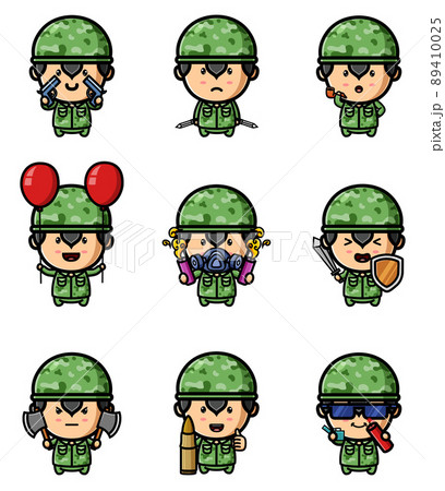 The soldier man with the weapon for war mascot bundle set  89410025