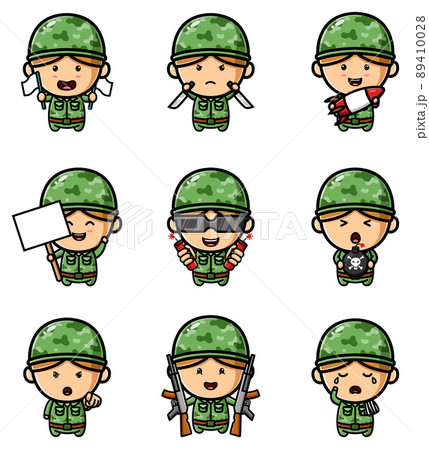 The soldier man is ready for war in the field of mascot bundle set The soldier man is ready for war in the field of mascot bundle set 89410028