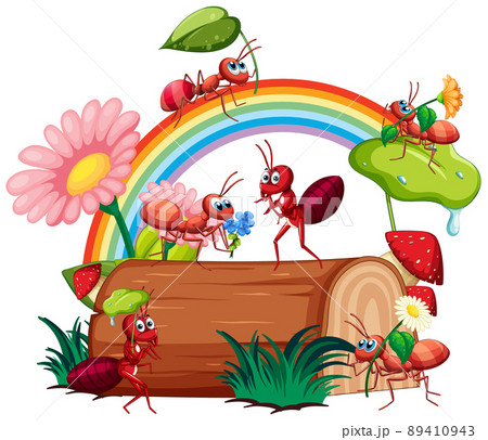 Happy insect in nature fairy tale scene Happy insect in nature fairy tale scene 89410943