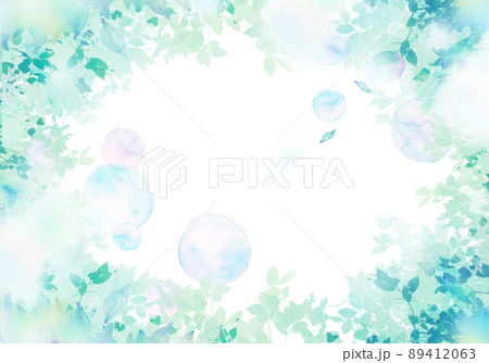 シャボン玉と新緑　水彩 89412063