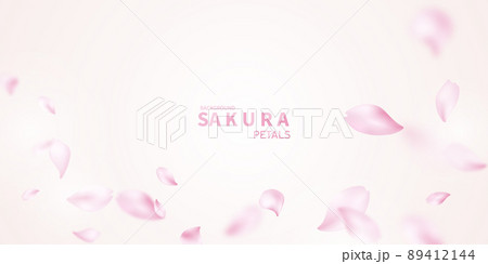3D falling cherry petals background vector illustration design 89412144