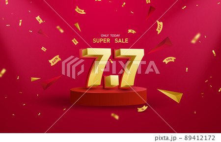 7.7 shopping day poster or banner on red background banner template design for social media and website vector illustration 89412172