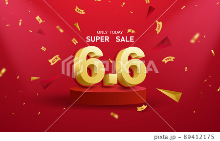 6.6 shopping day poster or banner on red background banner template design for social media and website vector illustration 89412175