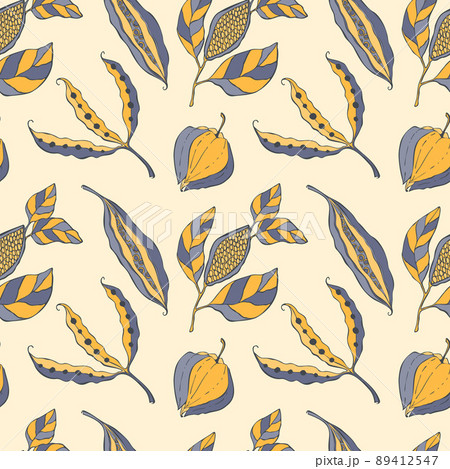 Seed pods style doodle pattern seamless like physalis beans. 89412547
