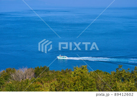 徳島県の鳴門海峡を航行する観潮船 89412602