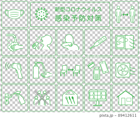 新型コロナウイルス COVID-19 感染症対策ポスター アイコン セット 新型コロナウイルス COVID-19 感染症対策ポスター アイコン セット 89412611