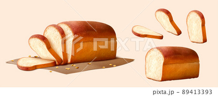 3D White toast bread elements 3D White toast bread elements 89413393
