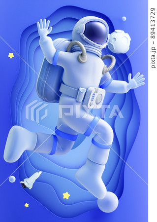 3D rendering of a cartoon astronaut 89413729