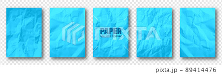 Colorful blue crumpled paper texture. Rough grunge old blank. Colored background. Vector illustration 89414476