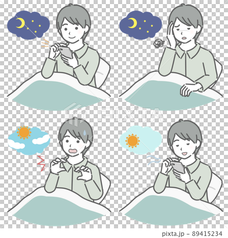 布団に入る若い男性 89415234