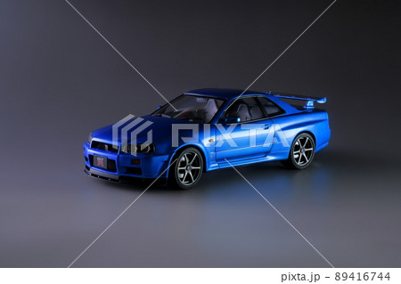 日産 スカイライン GT-R Vスペック（R34）ベイサイドブルー　プラモデル　1/24スケール 89416744
