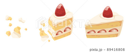 食べてなくなるショートケーキのイラスト素材