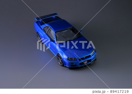 日産 スカイライン GT-R Vスペック（R34）ベイサイドブルー　プラモデル　1/24スケール 89417219