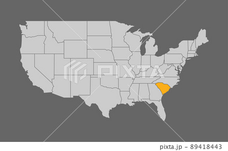 Map of United States with South Carolina highlight 89418443