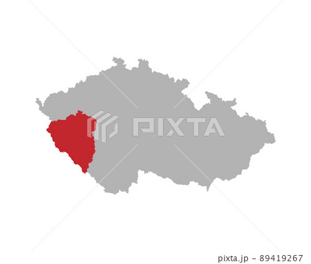 Czech map with Plzen region red highlight 89419267