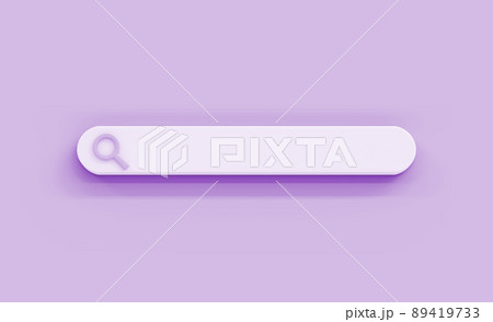 Search engine bar with magnifying glass icon on purple background. Blank text input field on browser, finding information on internet. Minimal design element, web form template, 3d render illustration Search engine bar with magnifying glass icon on purple background. Blank text input field on browser, finding information on internet. Minimal design element, web form template, 3d render illustration 89419733