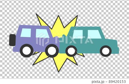 Illustration of a car breaking down in a rear-end collision 89420153