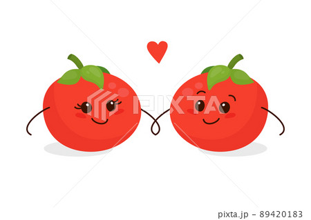 I LOVE YOU FROM MY HEAD TOMATOES. Two Cute Tomatoes in Love Isolated on White. Couple of Funny Tomatoes. Vector Design Template forBanner, Card, T-shirt Print. Mothers Day, Valentines Day Concept 89420183