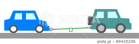 故障車をロープで牽引して運ぶイラストのイラスト素材 46
