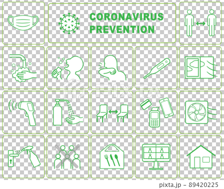 英語版 新型コロナウイルス COVID-19 感染症対策ポスター アイコン セット 英語版 新型コロナウイルス COVID-19 感染症対策ポスター アイコン セット 89420225
