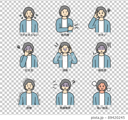 中暑症狀的插圖素材 89420245