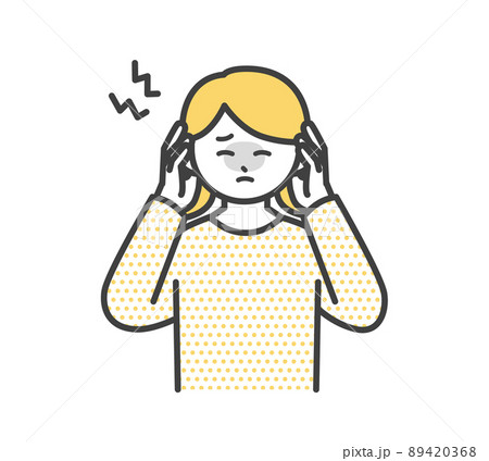 頭痛がする女の子のイラスト素材 頭痛がする女の子のイラスト素材 89420368