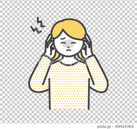 頭痛がする女の子のイラスト素材 頭痛がする女の子のイラスト素材 89420368