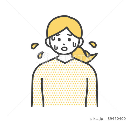大量の汗をかく女性のイラスト素材 89420400