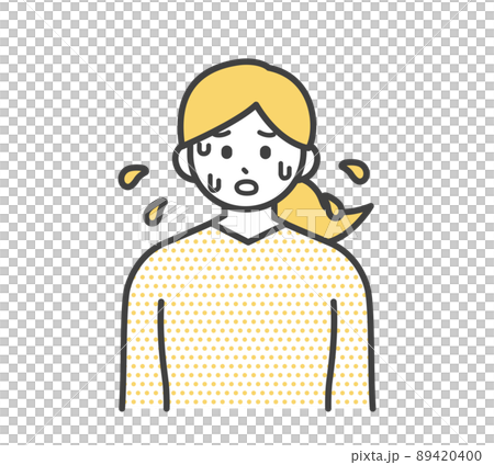 大量の汗をかく女性のイラスト素材 89420400