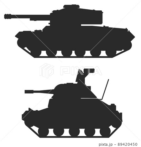 戦争で使われる陸軍に所属する戦車の断面イラスト 89420450