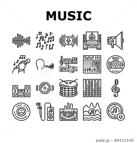 Music Record Studio Equipment Icons Set Vector 89422340